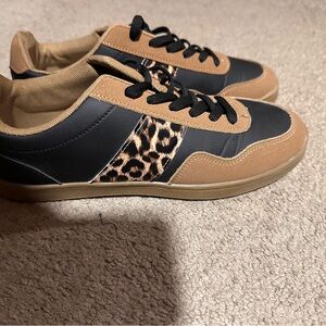 Leopard Print Black and Tan Sneakers